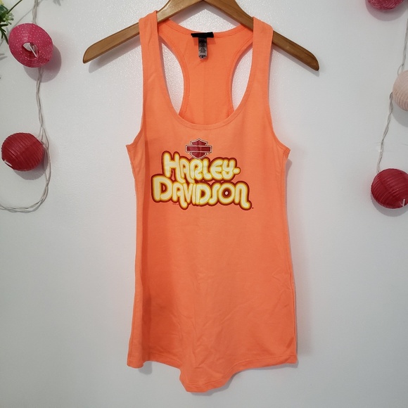 Harley-Davidson Tops - HARLEY DAVIDSON orange Ohip racerback tank top M